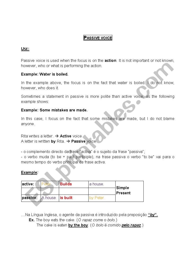 Passive voice worksheet