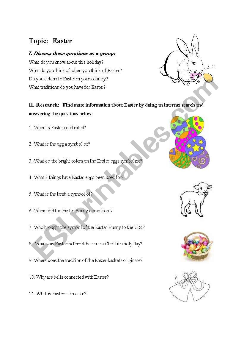 Easter History Questions worksheet