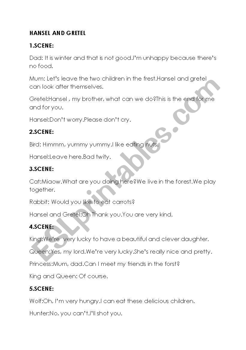 HANSEL AND GRETEL worksheet