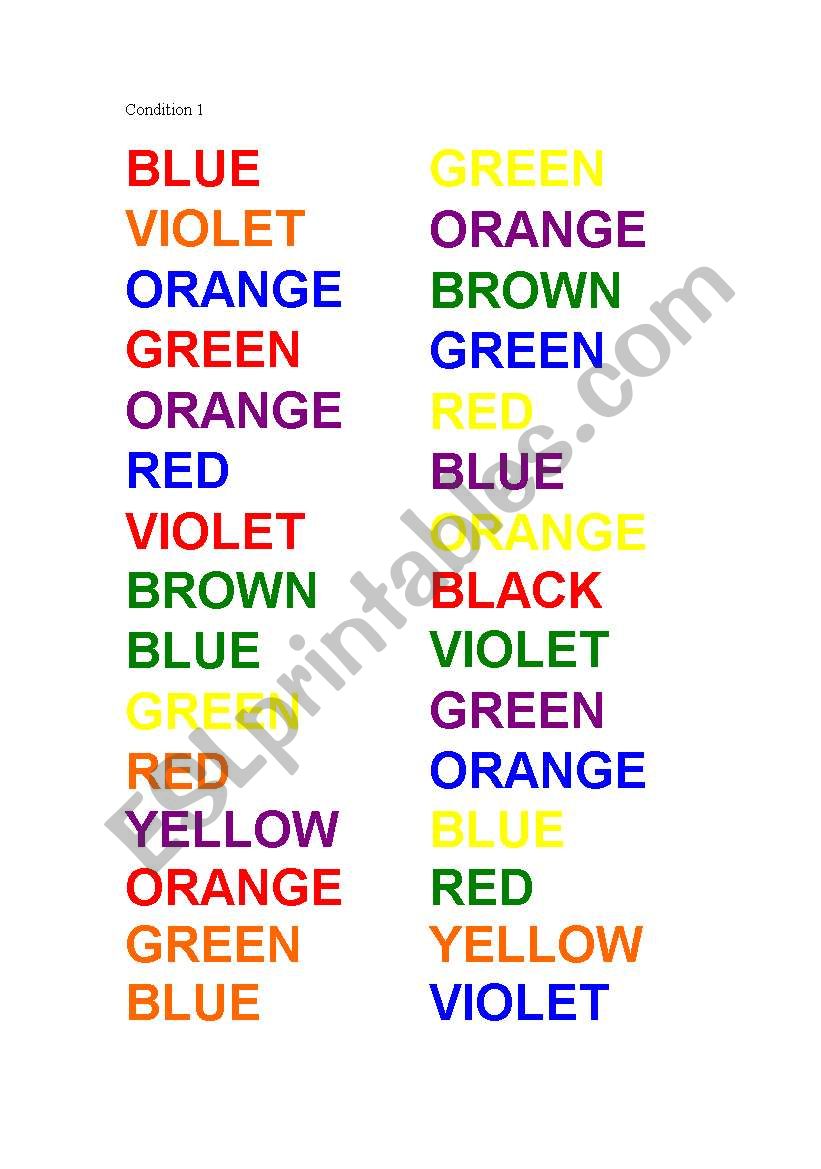 COLOUR LEARNING GAME worksheet