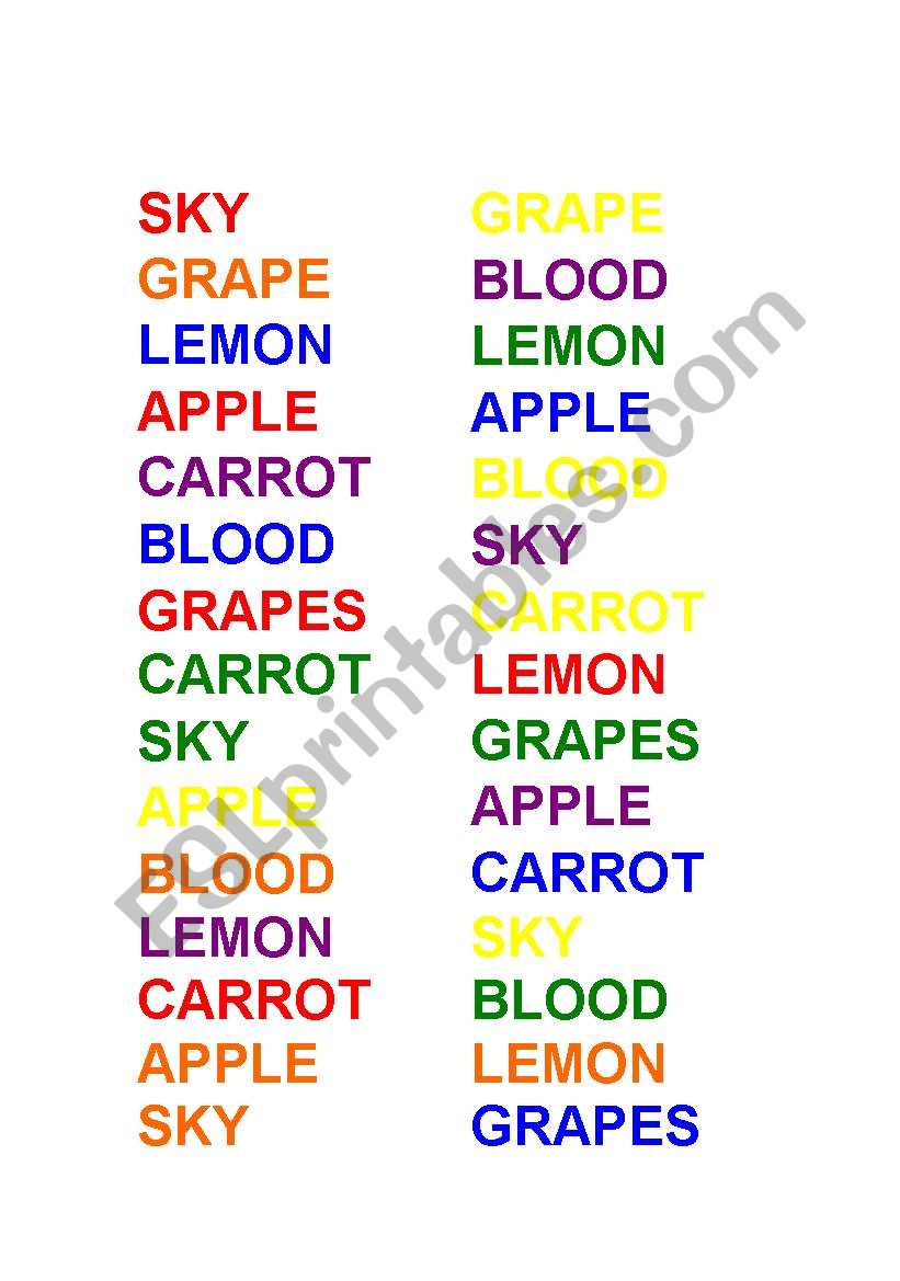 COLOUR ACTIVITY worksheet