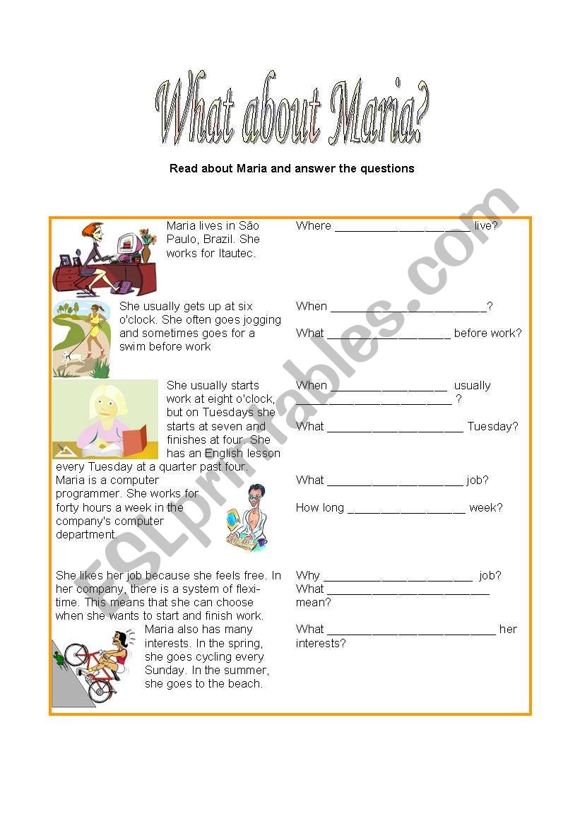 WHAT ABOUT MARIA? worksheet