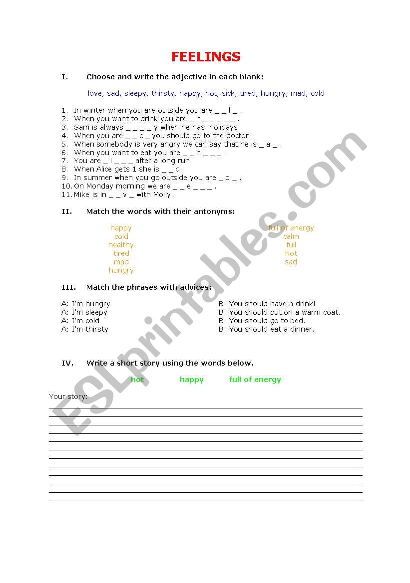 feelings worksheet