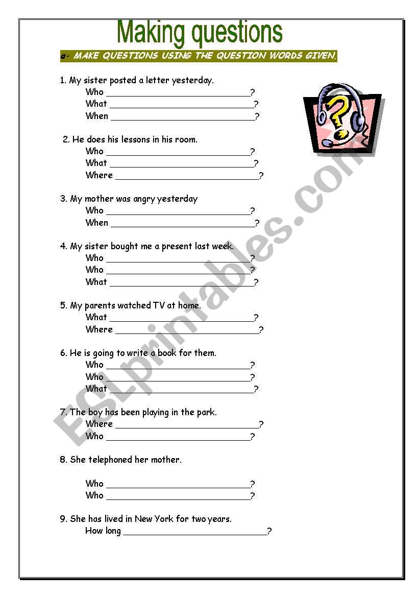 making questions worksheet