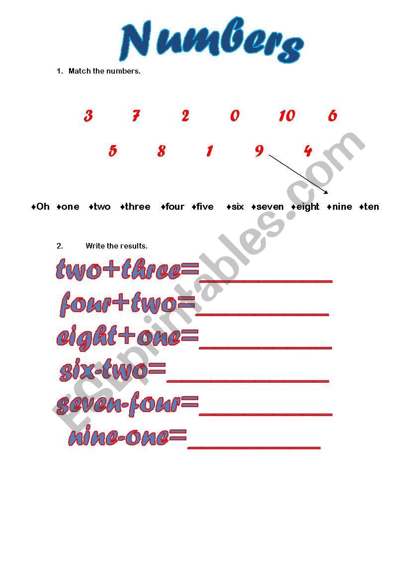 Numbers worksheet