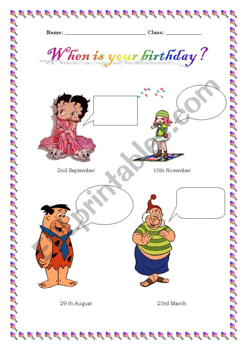 When is your birthday? worksheet