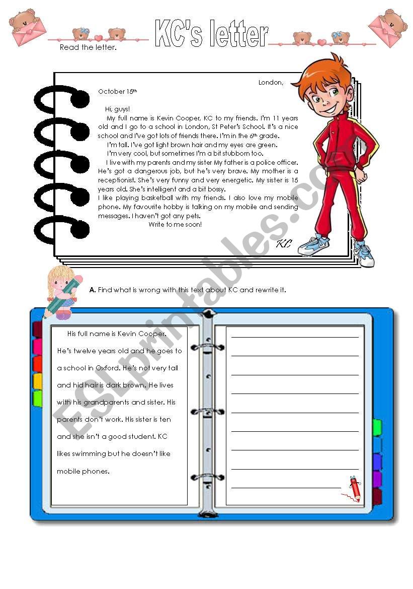 KCs letter worksheet