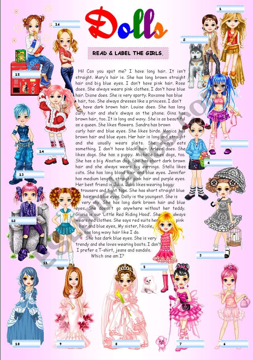 Dolls - describing people worksheet