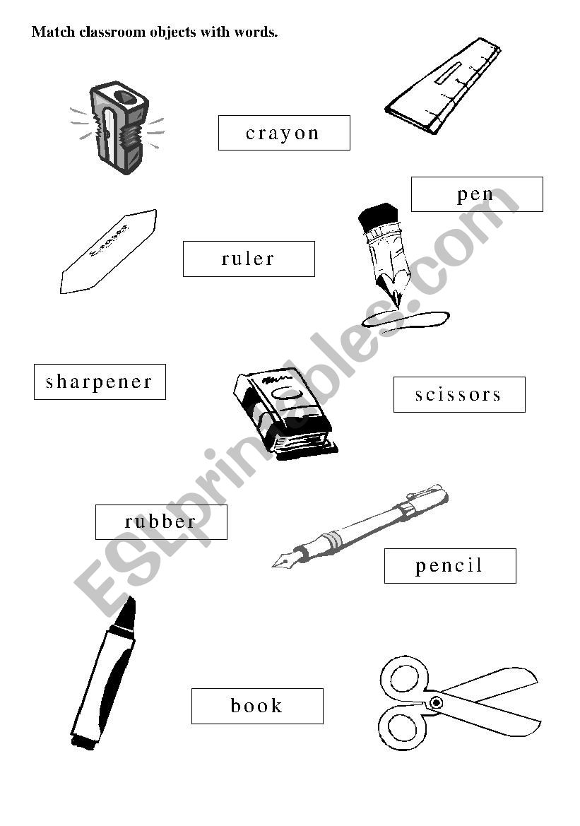 classroom objects worksheet