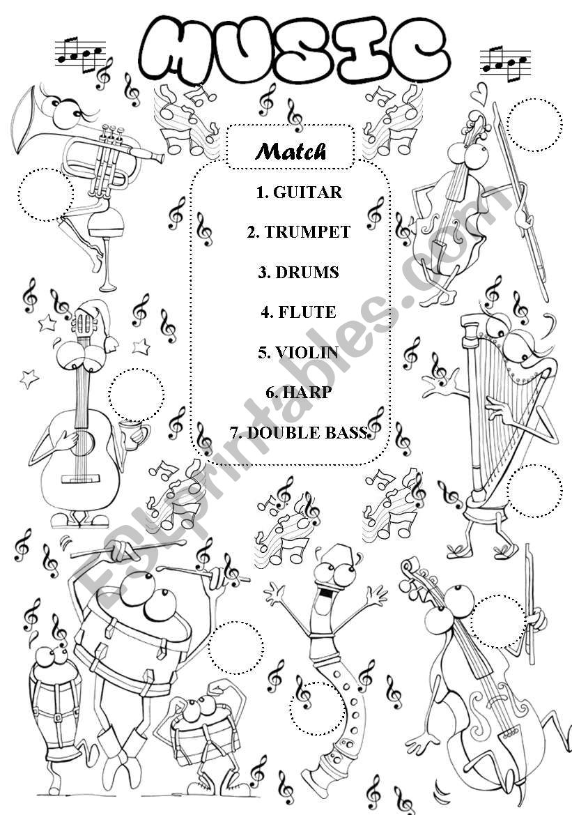 Music - instruments worksheet