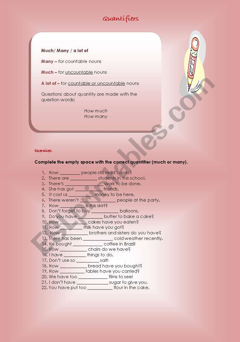 Quantifiers worksheet