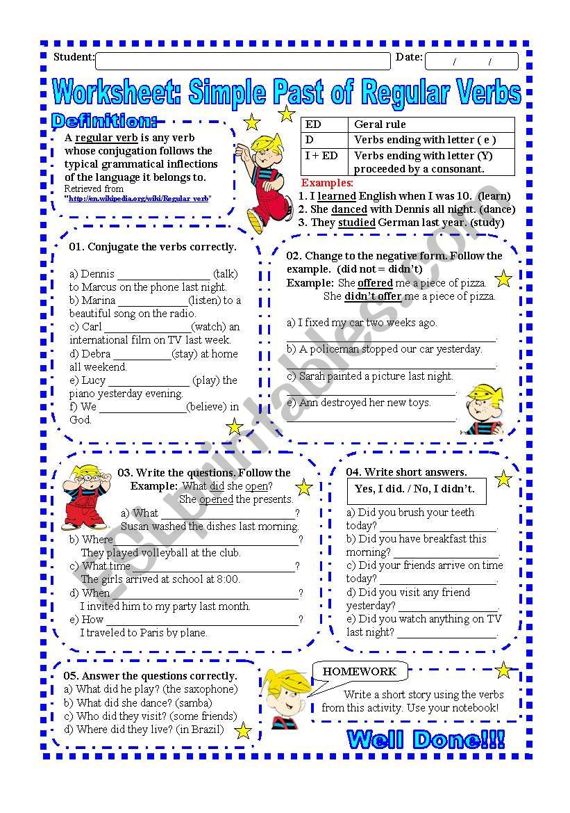 worksheet-simple-past-of-regular-verbs-esl-worksheet-by-elinha