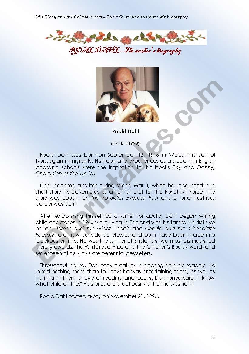 Roal Dahl: Mrs. Bixby and the Colonelâ€™s Coat 