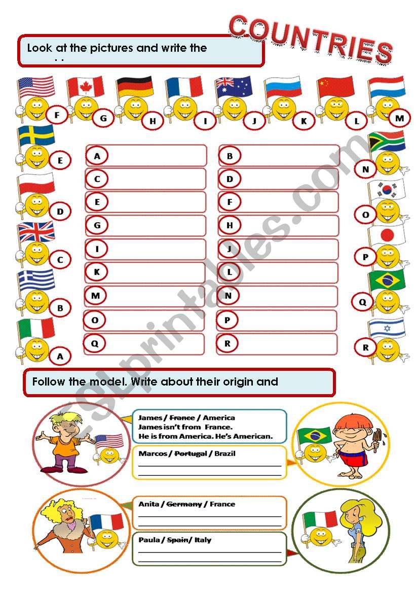 COUNTRIES worksheet