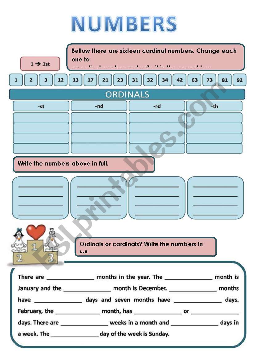 CARDINAL OR ORDINAL NUMBERS? worksheet