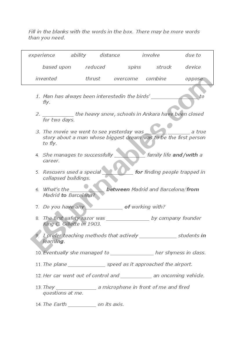 vocabulary exercise worksheet