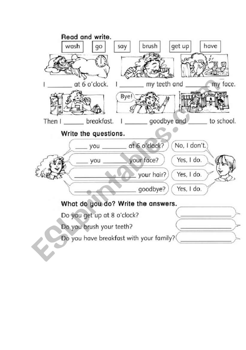daily routimes worksheet