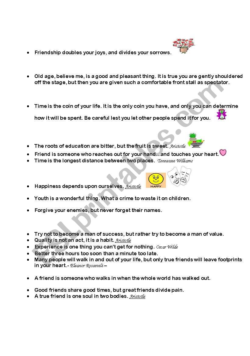 Quotes  worksheet