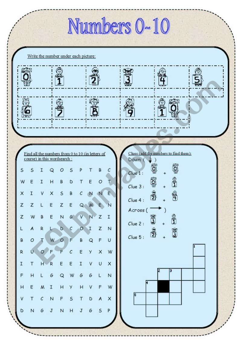 Numbers 0-10 worksheet