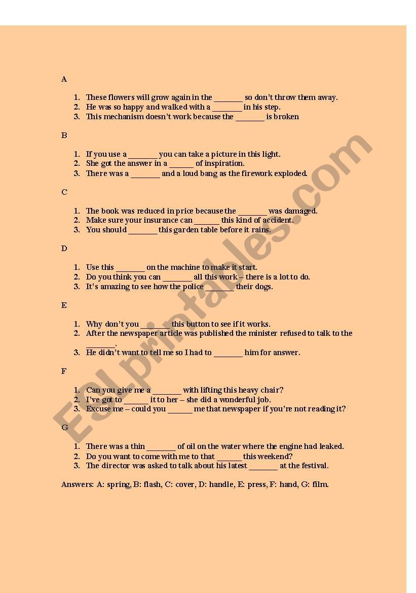 New CAE exam exercise (part 4 ) same word for three sentences.