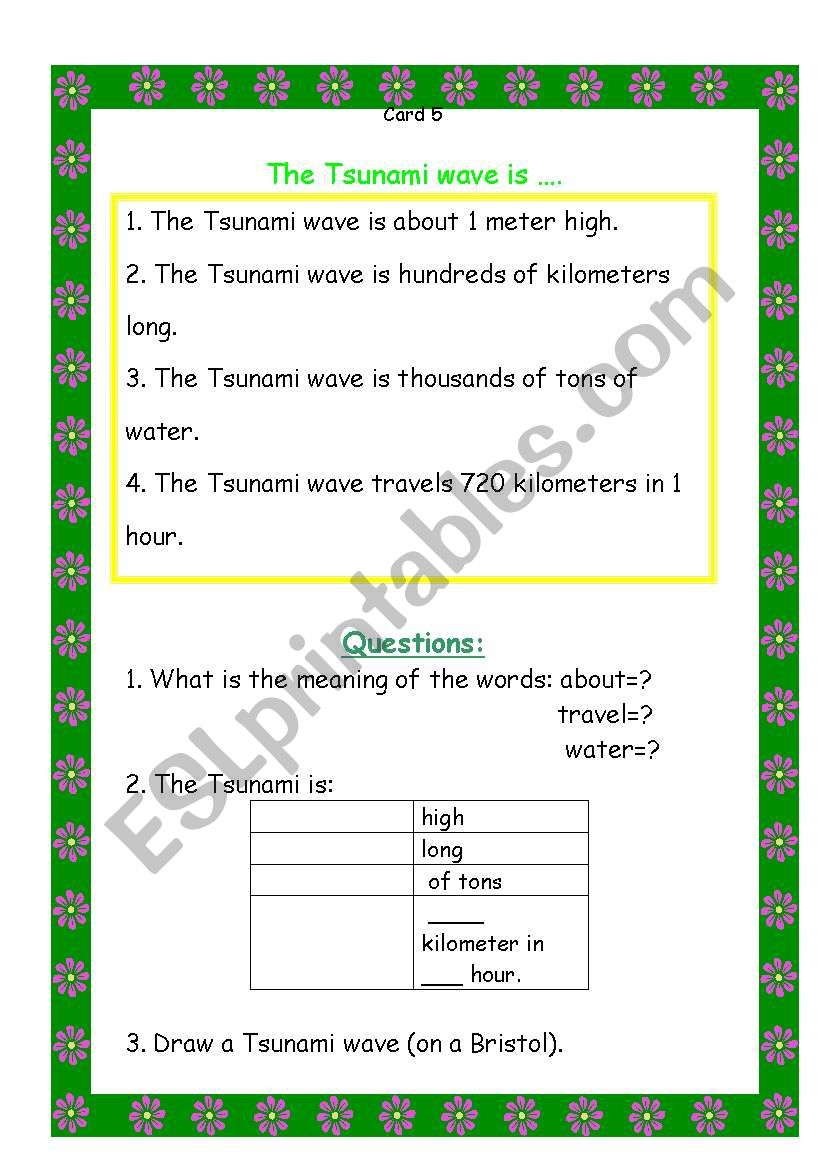 card 5 TSUNAMI unit worksheet