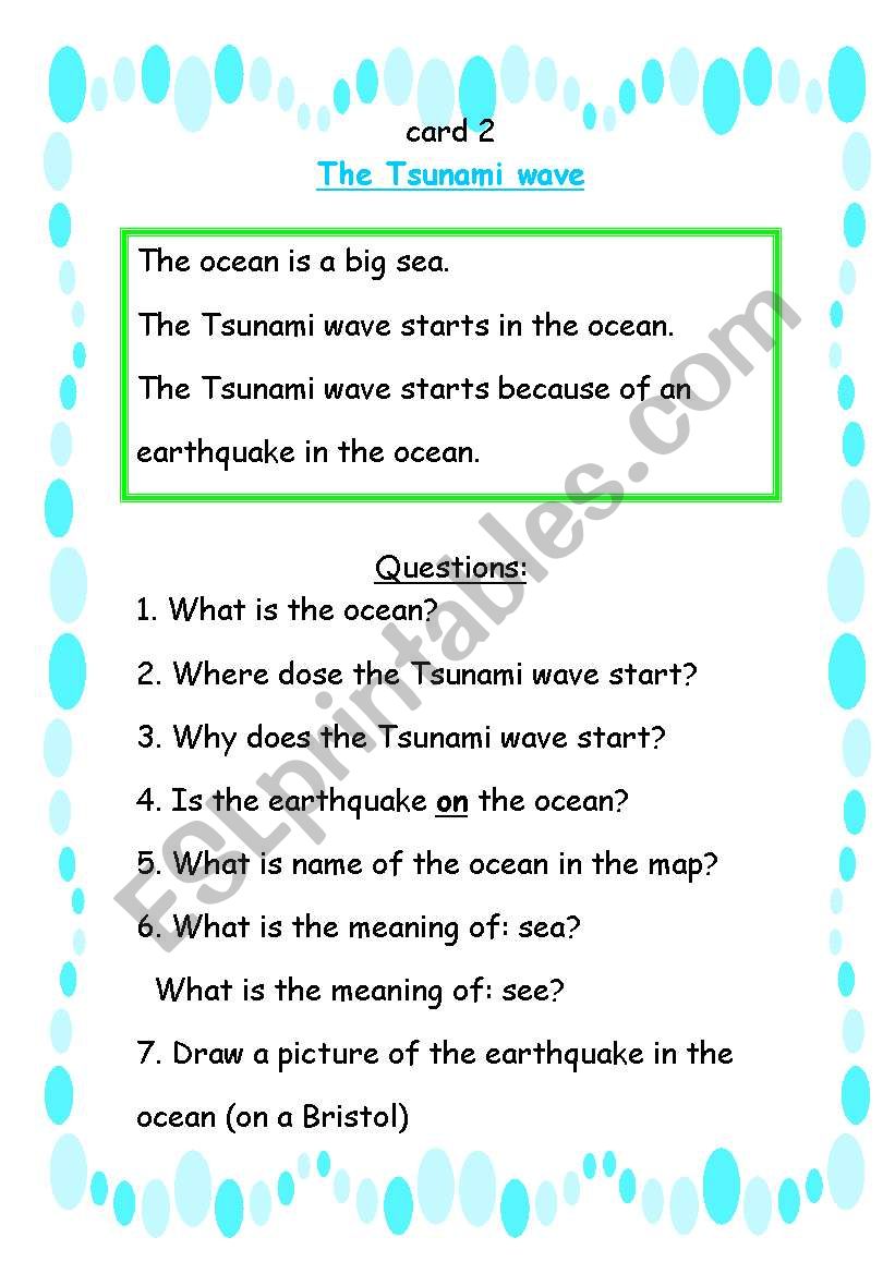 card 2 part A TSUNAMI worksheet