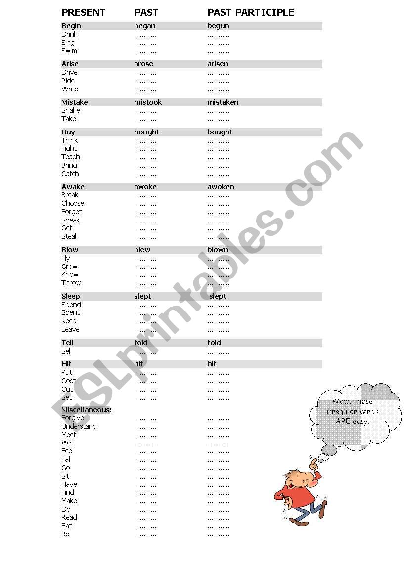 IRREGULAR VERBS worksheet