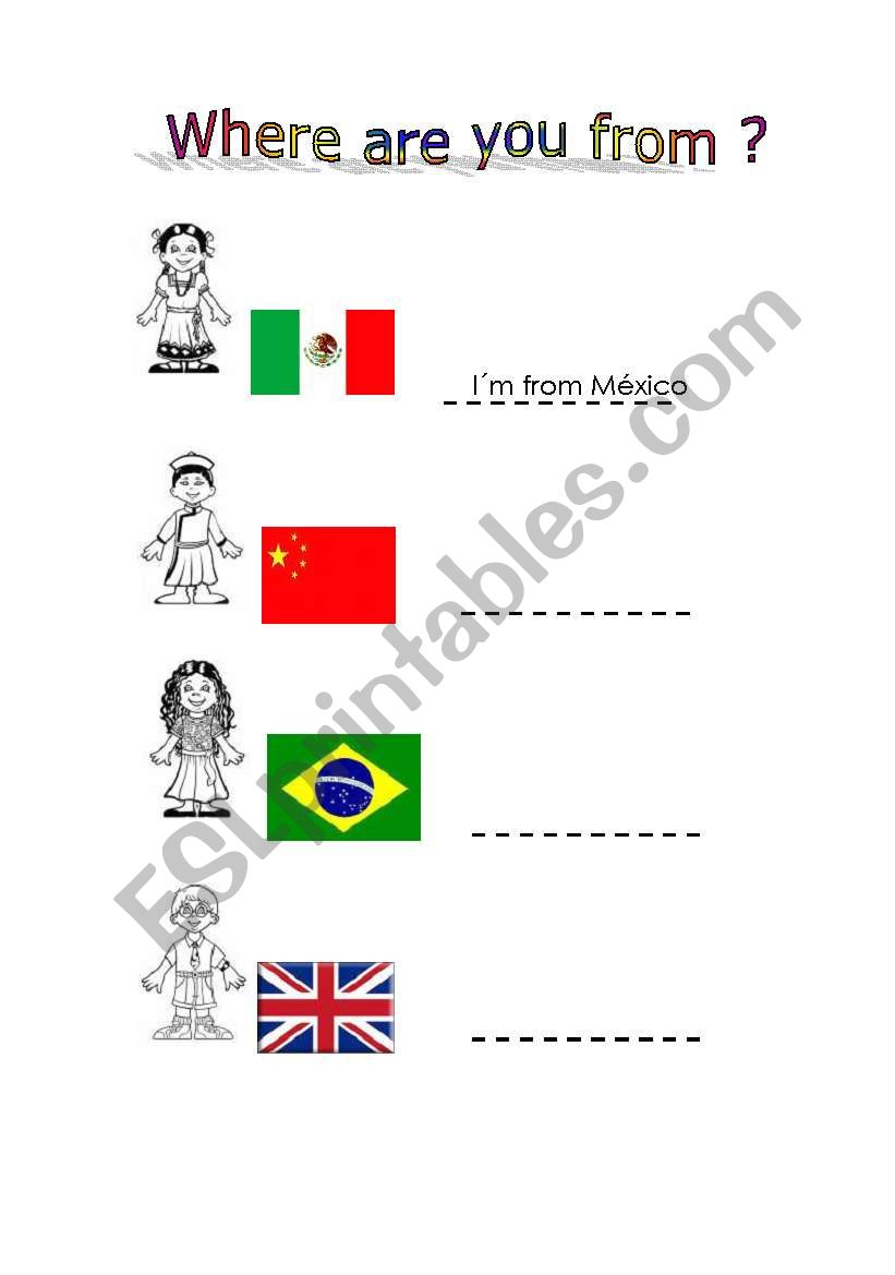 Where are you from? worksheet