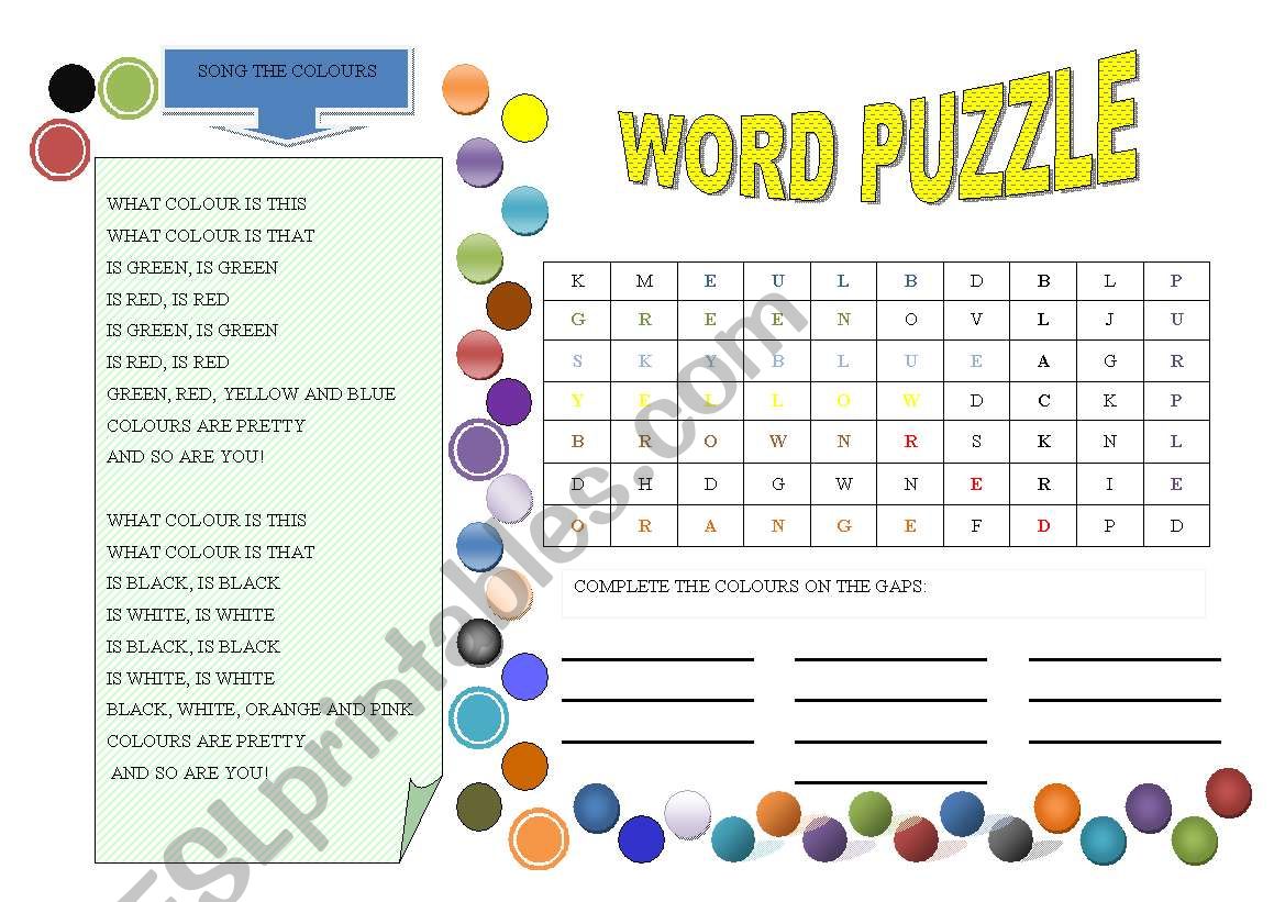 Colours worksheet