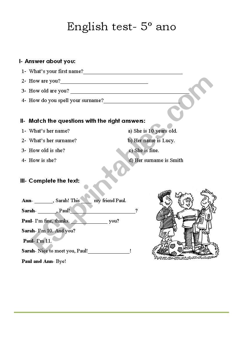 test worksheet