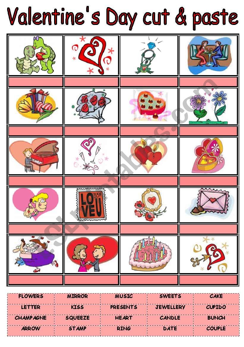 St. Valentines cut & paste worksheet