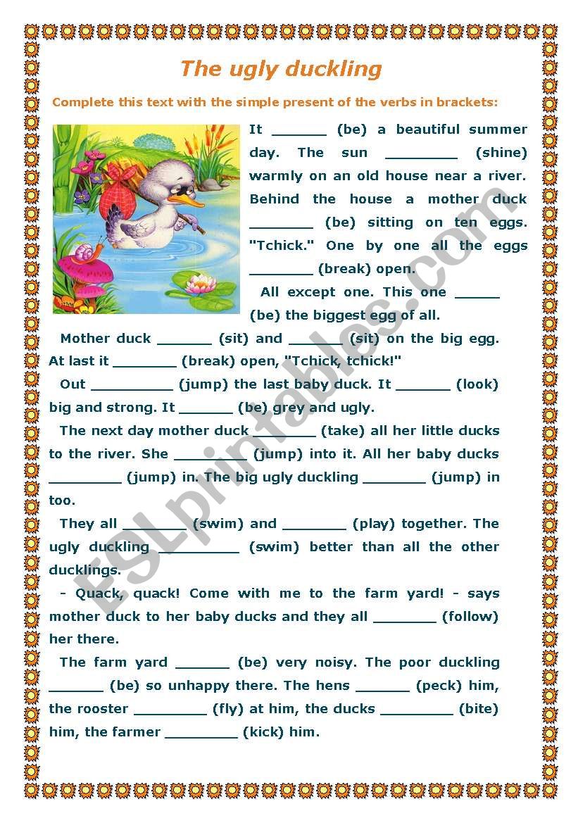 THE UGLY DUCKLING - GRAMMAR EXERCISE - PRESENT SIMPLE - PART I