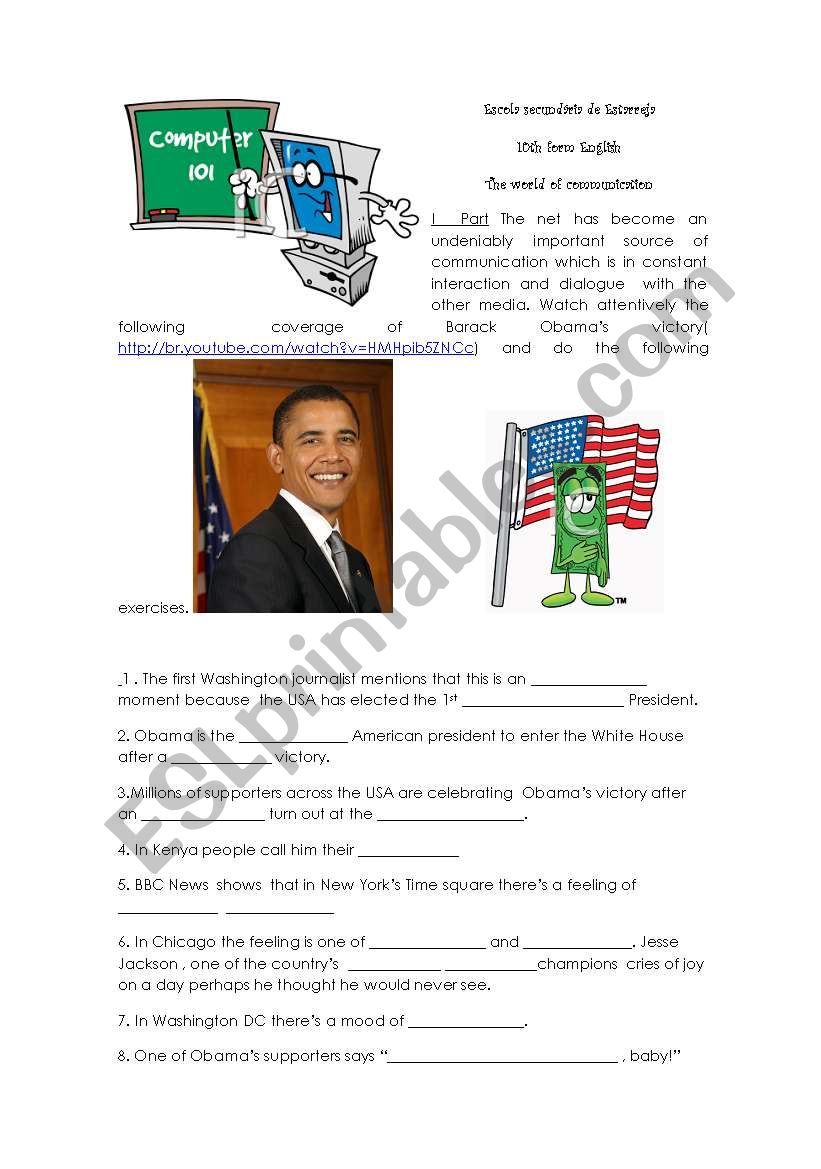 Obama wins the wrold reacts worksheet