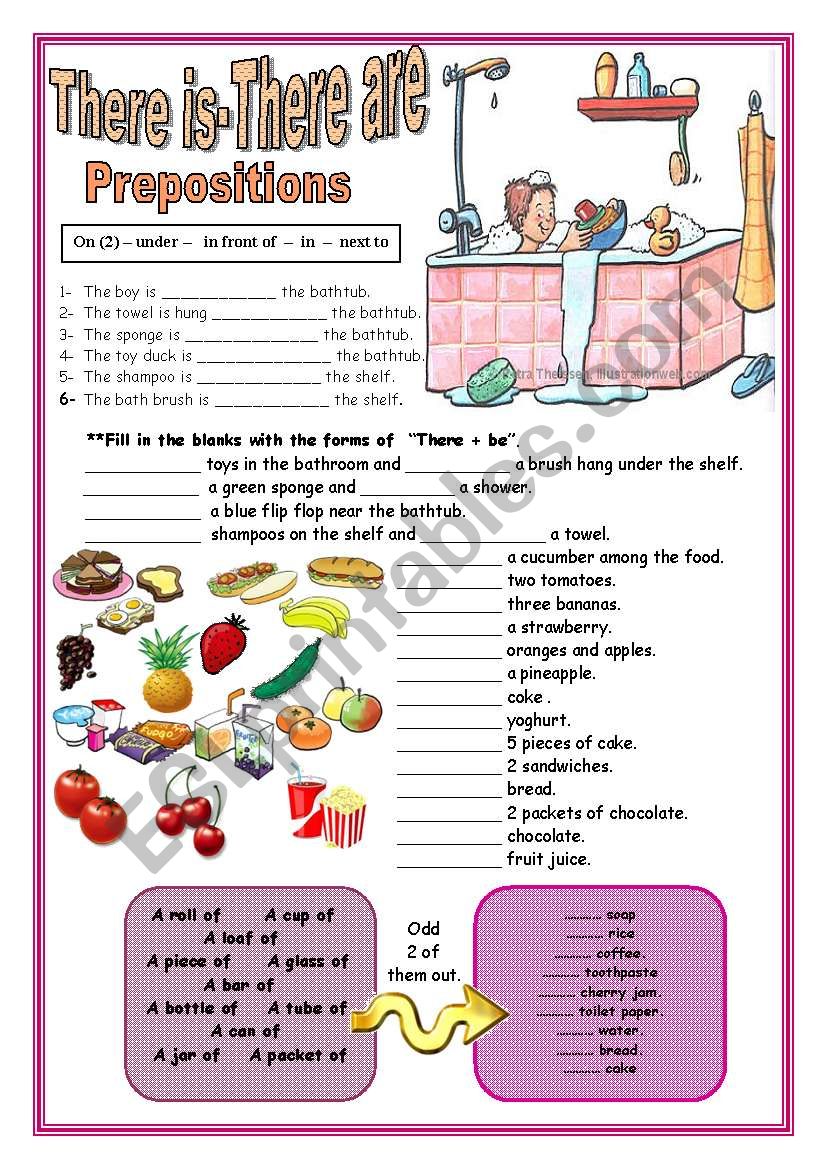 Containers and  there+ be worksheet