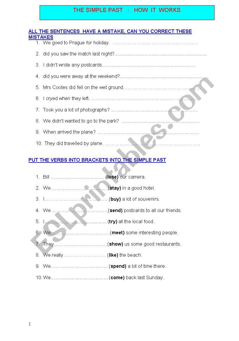 simple past worksheet