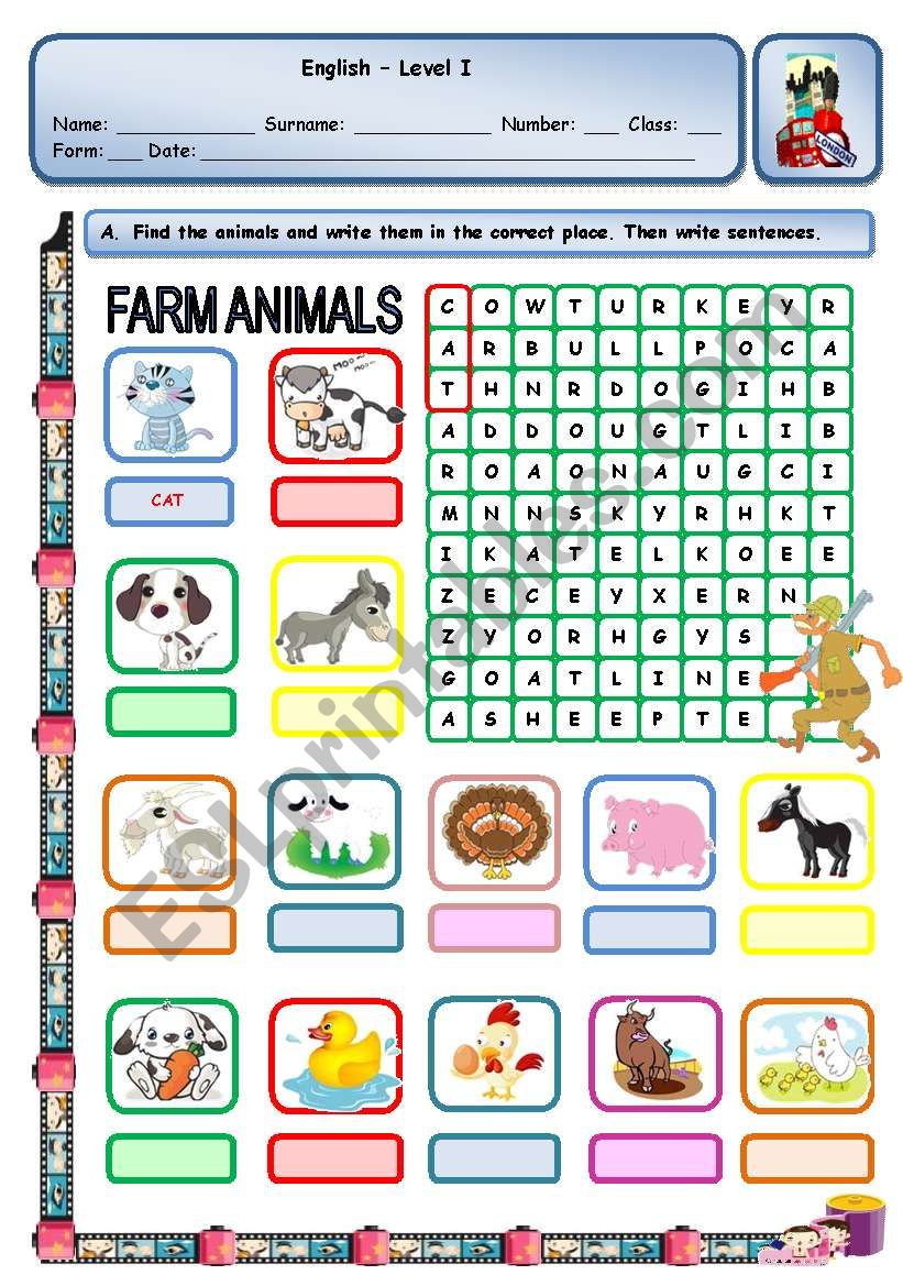 FARM ANIMALS worksheet