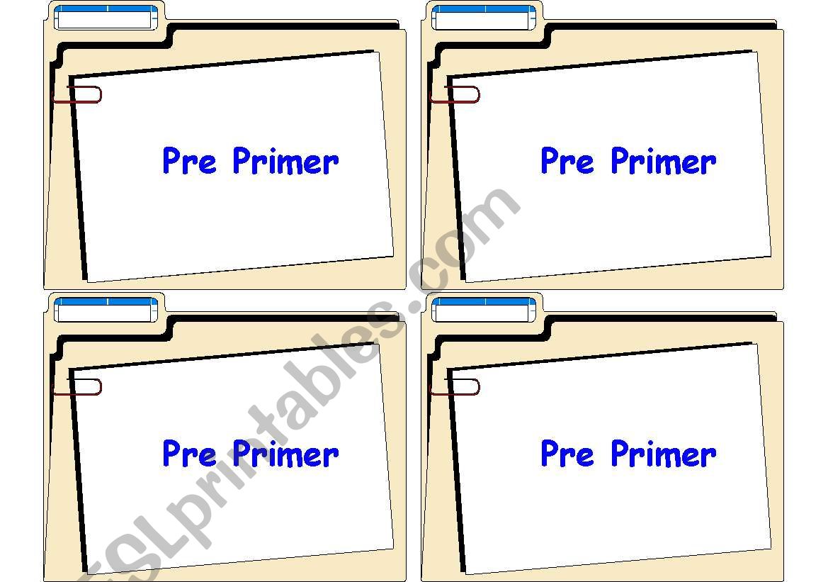 Example Dolch card backs Pre Primer 