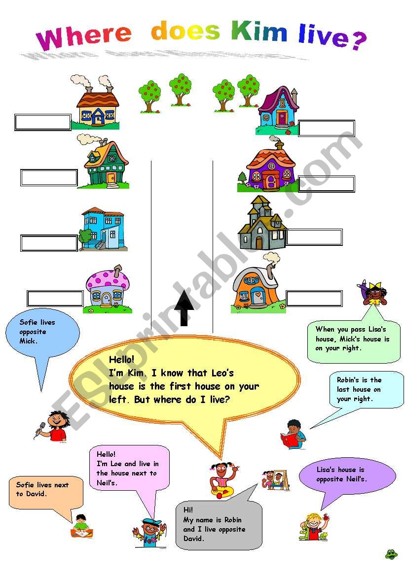 Where does Kim live? worksheet