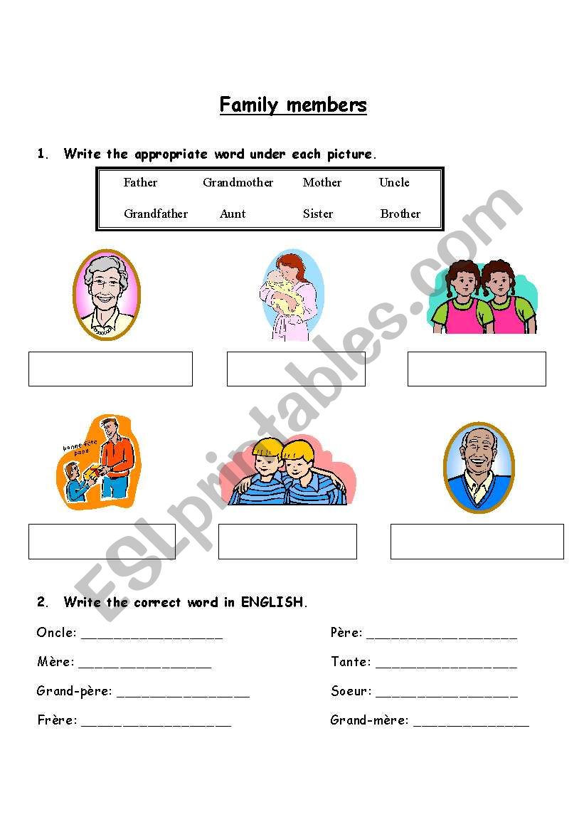 family worksheet