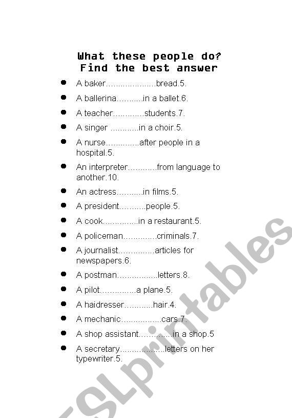 WHATS THESE PEOPLE DO? worksheet