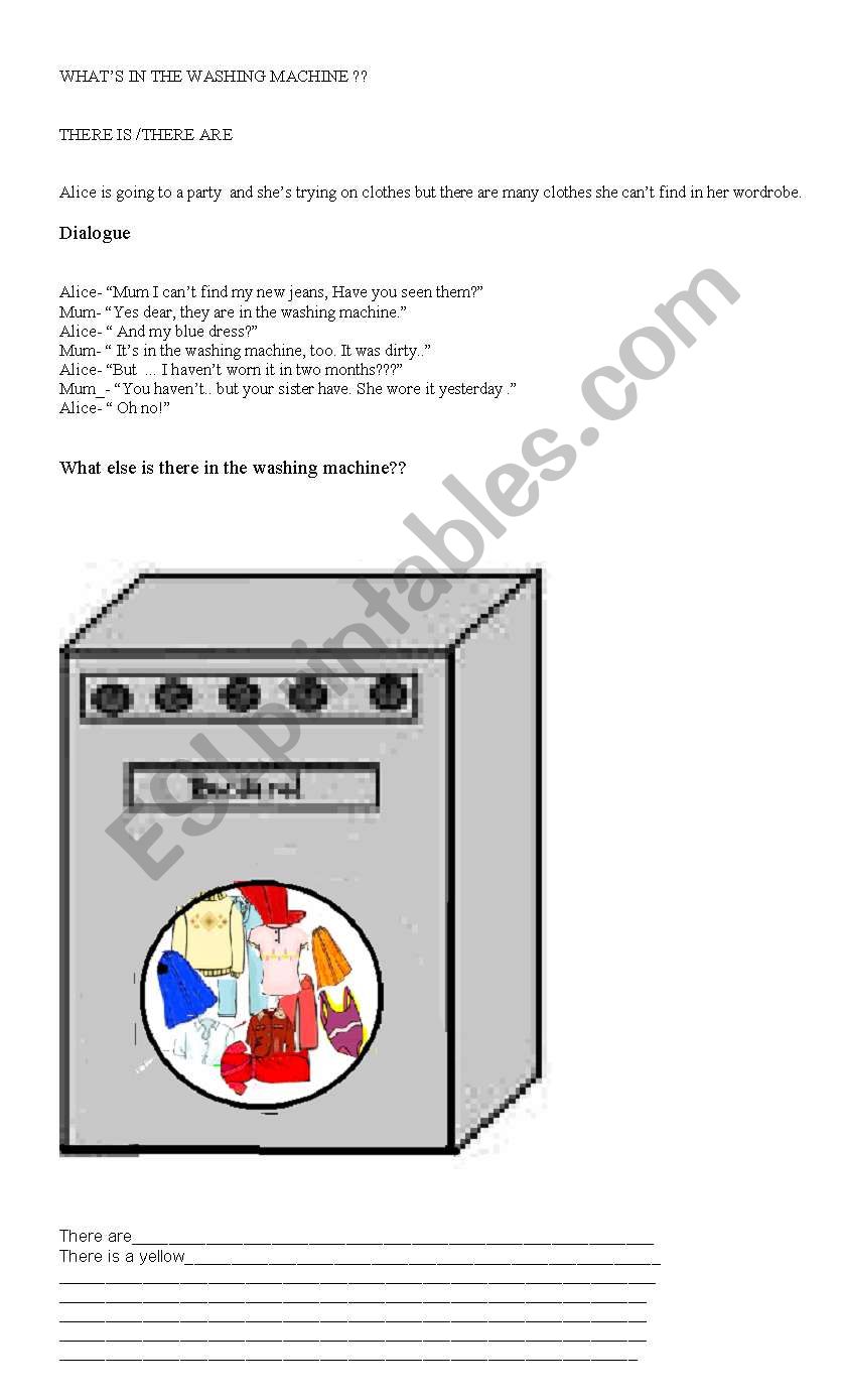 English worksheets what´s in the washing machine?
