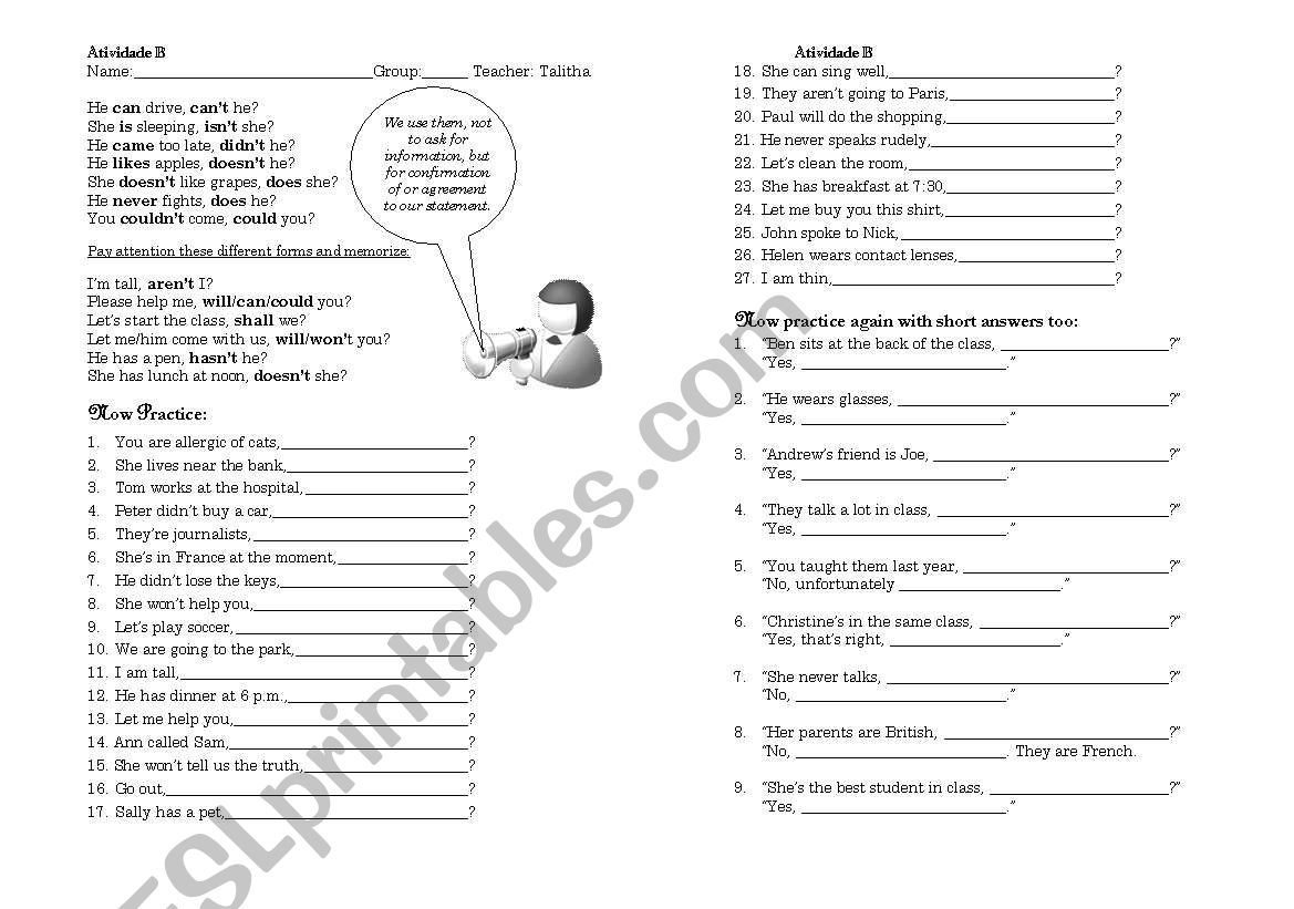 Tag Questions worksheet