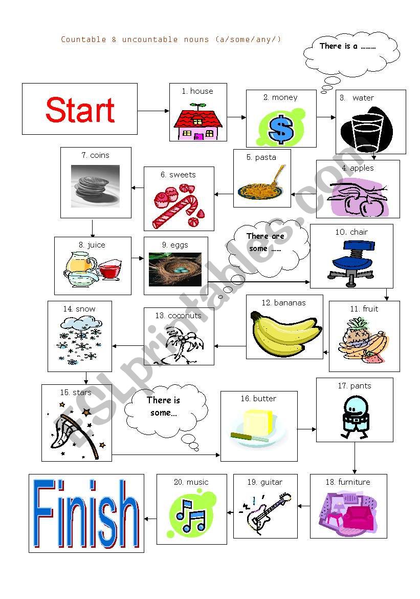 Board Game - countable & uncountable nouns