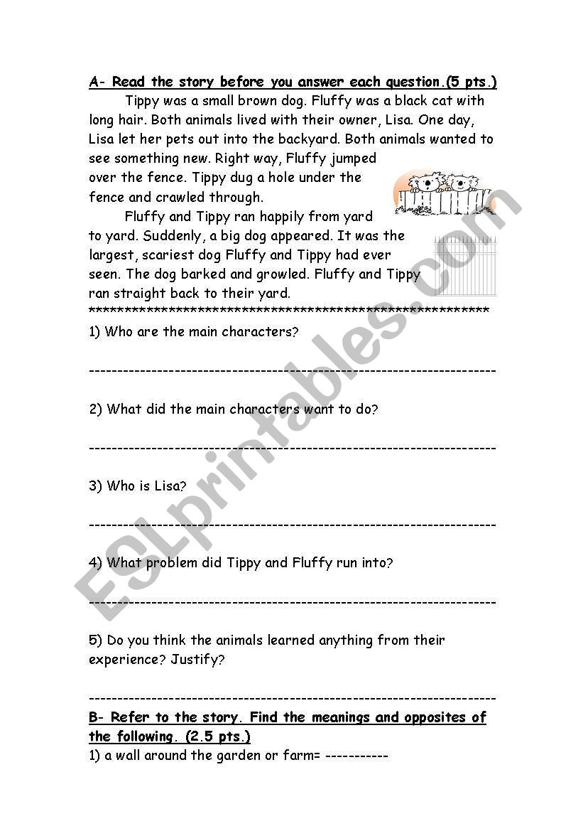 Reading Comprehension worksheet