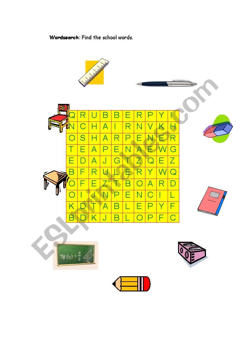 SCHOOL OBJECTS worksheet