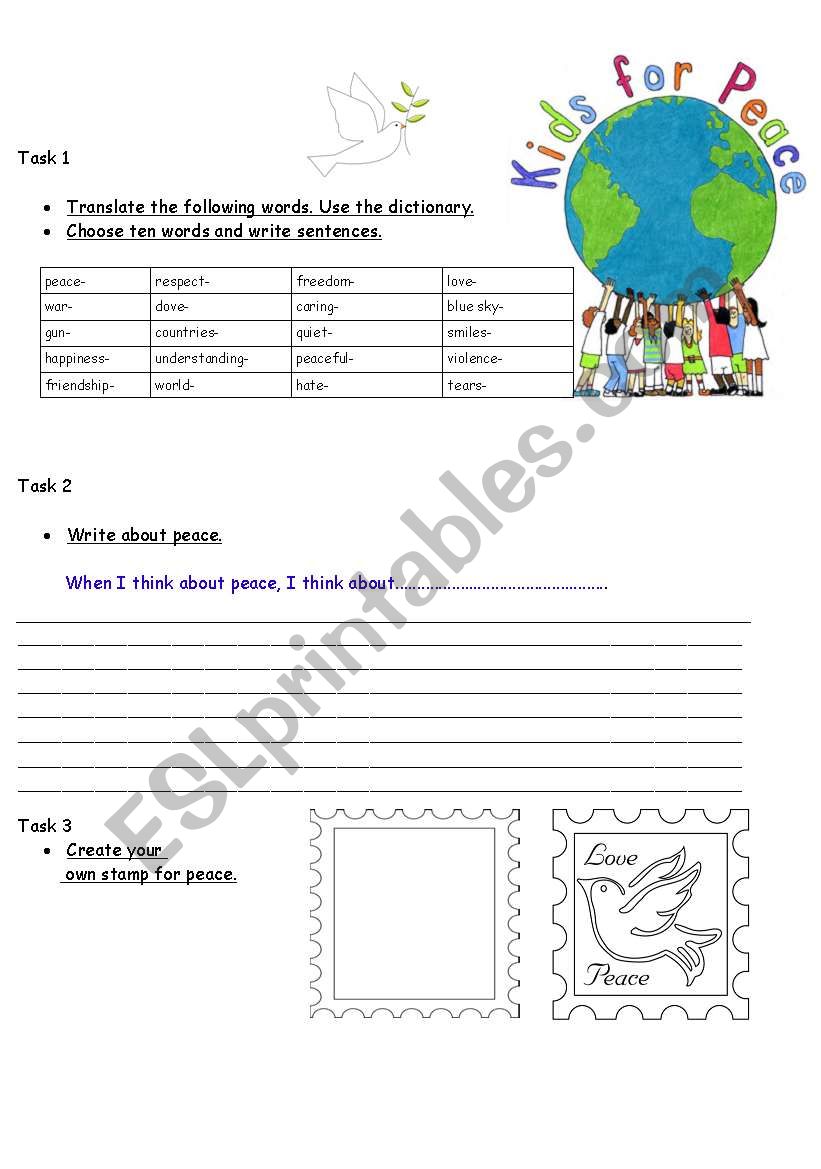 Kids for peace 1/ Create your own PEACE STAMP