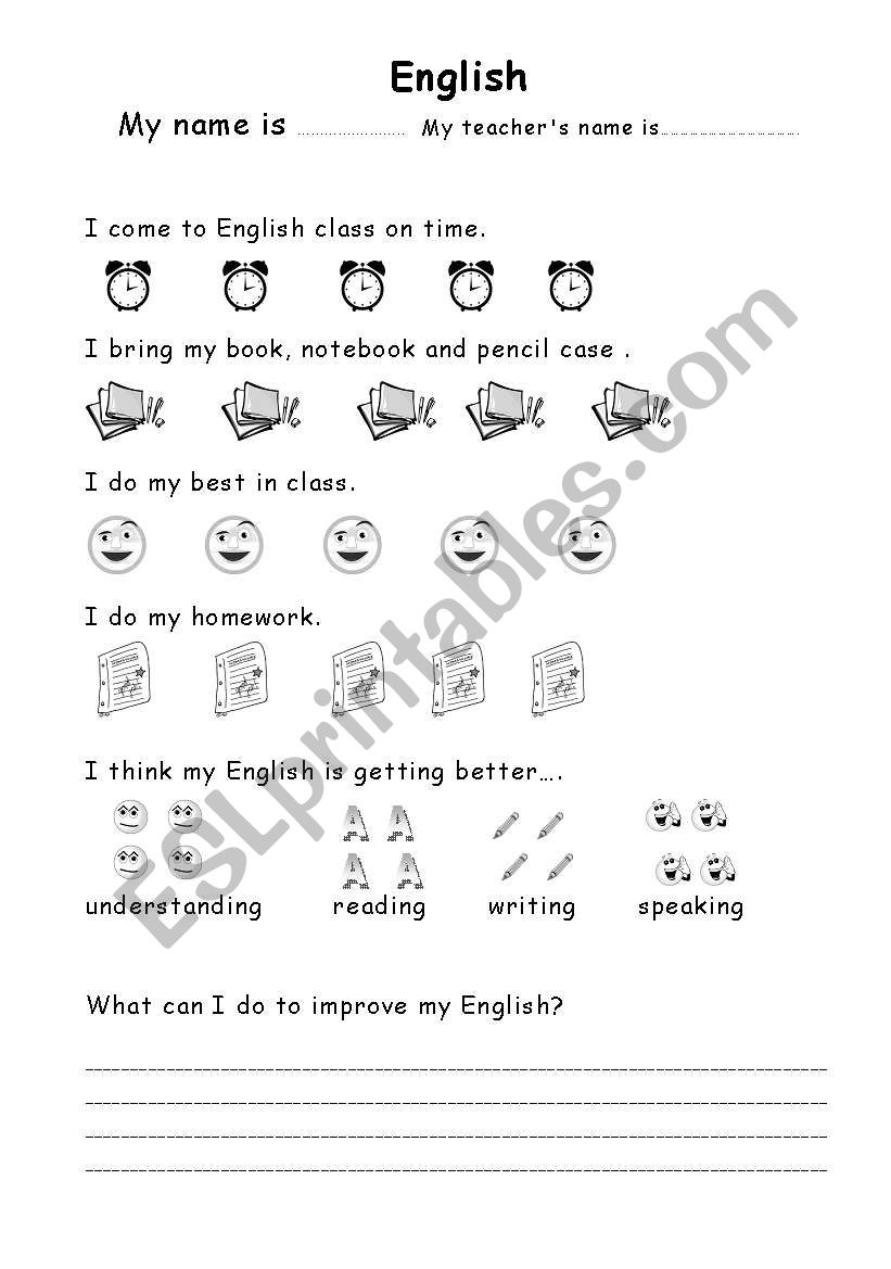 self evaluation page worksheet