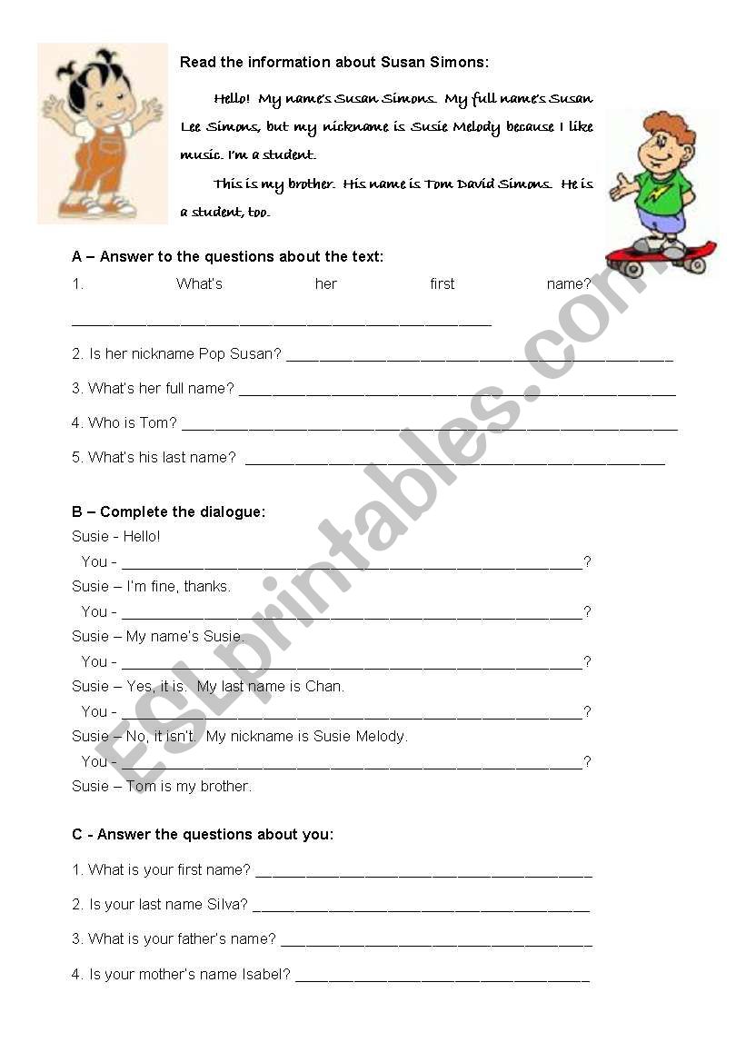 Reading -5th year worksheet