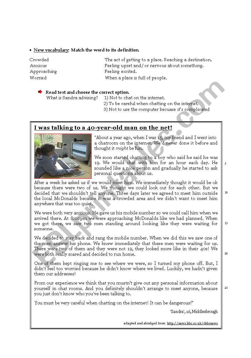 Chatrooms worksheet