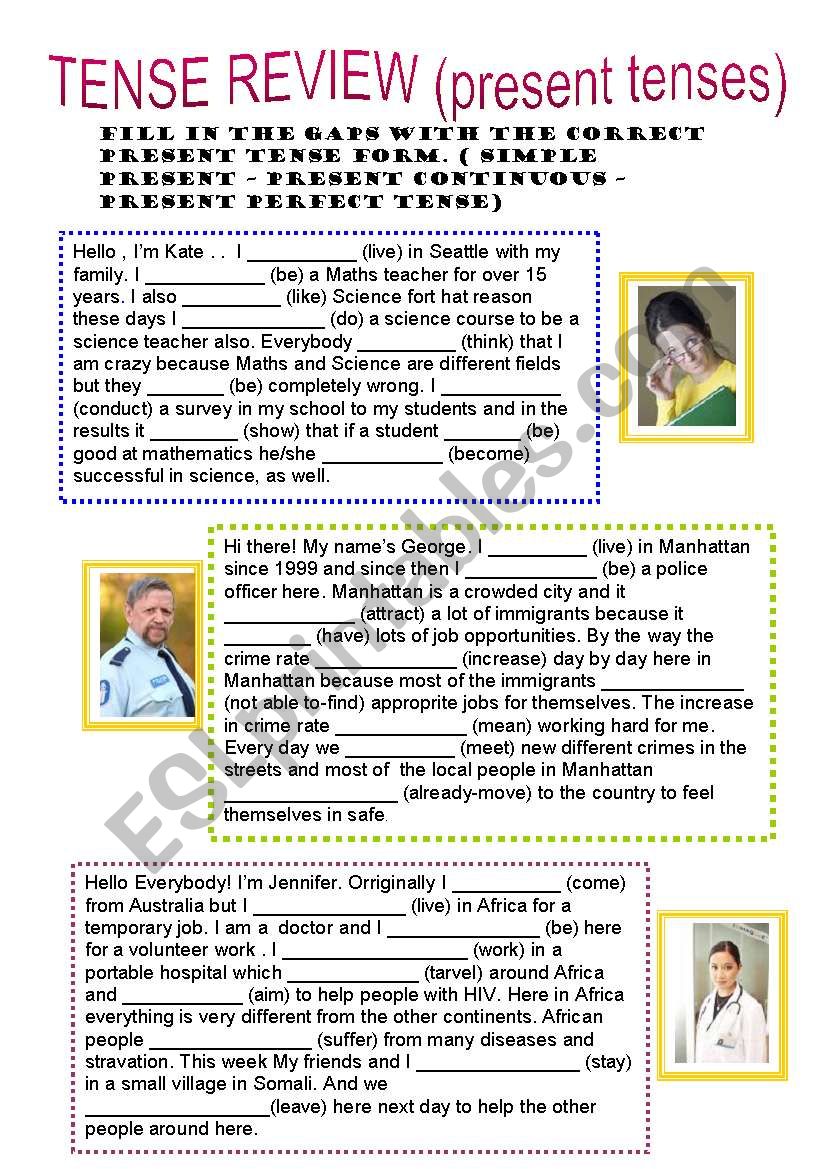 tense review- present tenses -